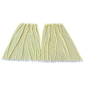 Vintage Sears Yellow Curtains Pair 80s Pinch Pleat Ruffle Hem 36x82 Perma-Prest